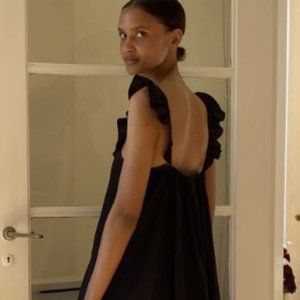 H&M Ruffle Trim Dress (black, small)